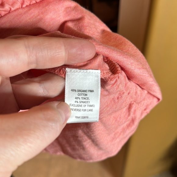 Garnet Hill Coral Banded Surplice Knit Tank Size Small - Picture 5 of 7